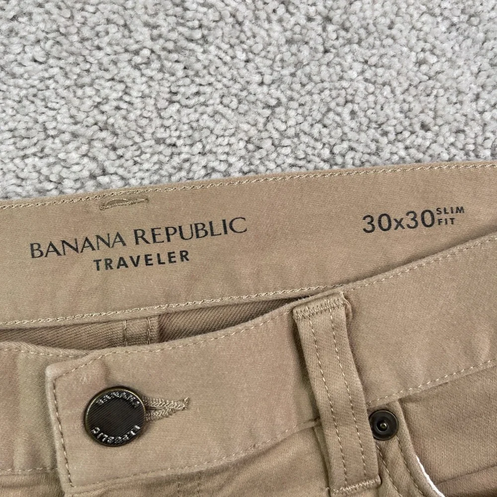 Banana Republic Pants Mens 30x30 Tan Traveler Slim Fit Chino Khaki Commuter